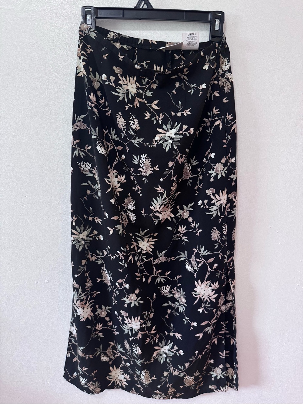 Katherine's Collection Black Maxi Skirt with Cream and Sage Floral Print